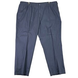 Harbor Bay Business Casual Pants Men 3XL 32 Loose Fit Elastic Waist Cotton Twill